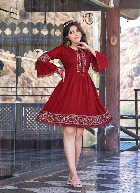 Ossm Cherry Party Wear Wholesale Embroidery Kurtis
